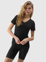 Women's Smooth T-Shirt with 4F Organic Cotton - Black