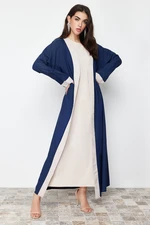 Trendyol Navy Blue Color Blocked Long Woven One Piece Cap & Abaya & Abaya Without Dress