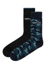 Replay Ponožky Casual Leg Logo&Camouflage 2Prs Banderole - Czarny/Kamuflaż