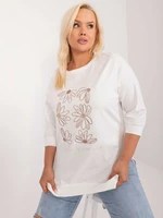 Ecru plus size blouse with patches