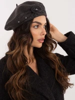 Dark gray wool beret with appliqué