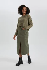 DEFACTO Cargo Fit Gabardine Maxi Skirt