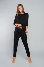 Style: Set of 3/4 sleeves, long pants - black