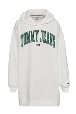 Tommy Jeans Dress - TJW COLLEGIATE LOGO HOODIE DRESS white