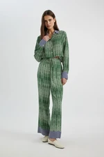 DEFACTO Wide Leg Patterned High Waist Wide Leg Long Length Moroccan Trousers