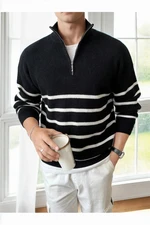 71766 Dewberry Zippered Knit Mens Sweater-BLACK