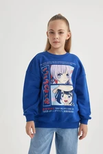 DEFACTO Girl&#39;s Relax Fit Crew Neck Printed Sweatshirt