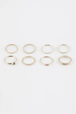 DEFACTO Women's 8-Piece Gold Ring