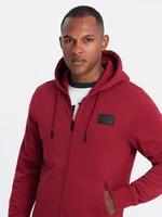 Ombre Unzipped men's sweatshirt with hood and patch - red