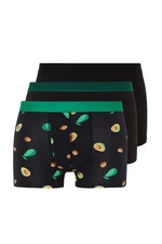 Trendyol Multicolored 3-Piece Avocado Patterned-Plain Pack Cotton Boxers