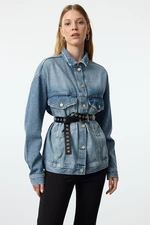 Trendyol Blue Pocket Detailed Oversize Denim Jacket