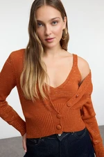 Trendyol Tile Crop Blouse-Cardigan Set Knitwear Cardigan