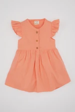 DEFACTO Baby Girl Short Sleeve Linen Look Dress