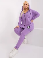 Light purple plus size set with zip-up sweatshirt