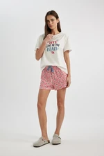 DEFACTO Fall In Love Regular Fit Printed Short Sleeve Shorts Pajama Set