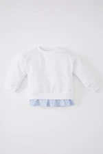 DEFACTO Baby Girl Crew Neck Striped Sweatshirt