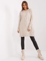 Light beige oversize cable knit dress from RUE PARIS