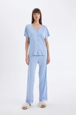 DEFACTO Fall in Love Regular Fit Short Sleeve Pajama Set