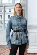 Trendyol Blue Pocket Detailed Oversize Denim Jacket