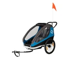 HAMAX Vozík dvojmiestny za bicykel vr. ramená + kočíkový set Traveller Petrol Blue/Grey