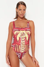 Trendyol Tropical Patterned Square Collar Regular Leg Swimsuit