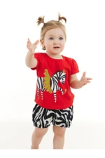 Denokids Ballerina Zebra Baby Girl T-shirt Poplin Shorts Set