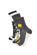 DEFACTO Boy's Batman 3-Piece Cotton Long Socks