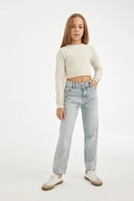 DEFACTO Girl Mom Fit Ripped Detail Skinny Leg Pocket Jeans