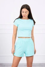 Cotton set with mint shorts