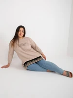 Beige tunic in a larger size in a cotton sweatshirt