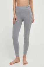 Legíny na jógu Hummel hmlCI SEAMLESS MID WAIST TIGHTS šedá barva, s potiskem, 210496