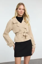 Trendyol Beige Regular Belted Water Repellent Short Trench Coat