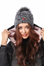 Black winter hat with pompom