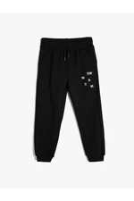 Koton Basic Jogger Sweatpants with Print Detail, Tie Waist and Pocket