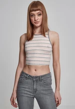 Dámský Rib Stripe Cropped Top růžová/bílá/šedá