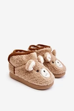 Children's insulated slippers with teddy bear, beige Eberra