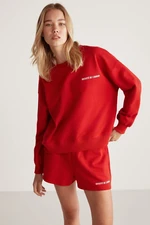 GRIMELANGE Jennifer Women's Crew Neck Print Detailed Red Sweatshir