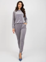 Grey velour set with trousers from Brenda RUE PARIS