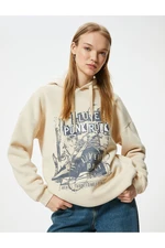 Koton Oversize Hooded Sweatshirt Slogan Printed Long Sleeve