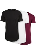 Men's T-shirts Shaped Long Tee 3-Pack black+white+burgundy