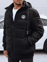 Men's winter quilted jacket with hood black Dstreet