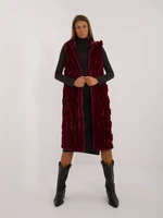 Burgundy winter fur vest with fastening