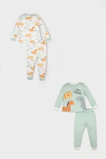 DEFACTO Baby Boy 4-Piece Pajama Set Dinosaur Printed Combed Cotton Long Sleeve Top Long Bottom