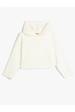 Koton Crop Sweatshirt Hooded Textured