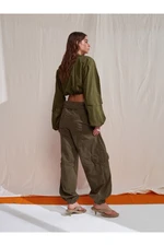 Dilvin 70928 Waist Fold Cargo Pants-Khaki