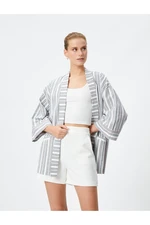 Koton Linen Blend Kimono Half Sleeve with Pocket Detail