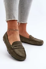 Classic Women's Suede Loafers Dark Green Glimris