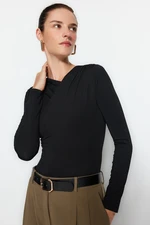 Trendyol Black Collar Detailed Knitted Body with Snap fastener