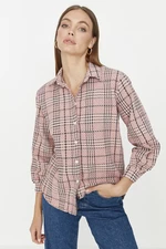 Růžová tkaná kostkovaná košile od Trendyol