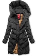 Winterjacke mit großer Kapuze Schwarz